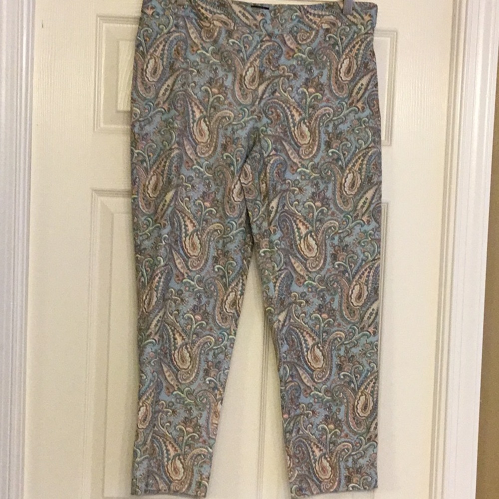 Talbots Blue Paisley Cropped Pants